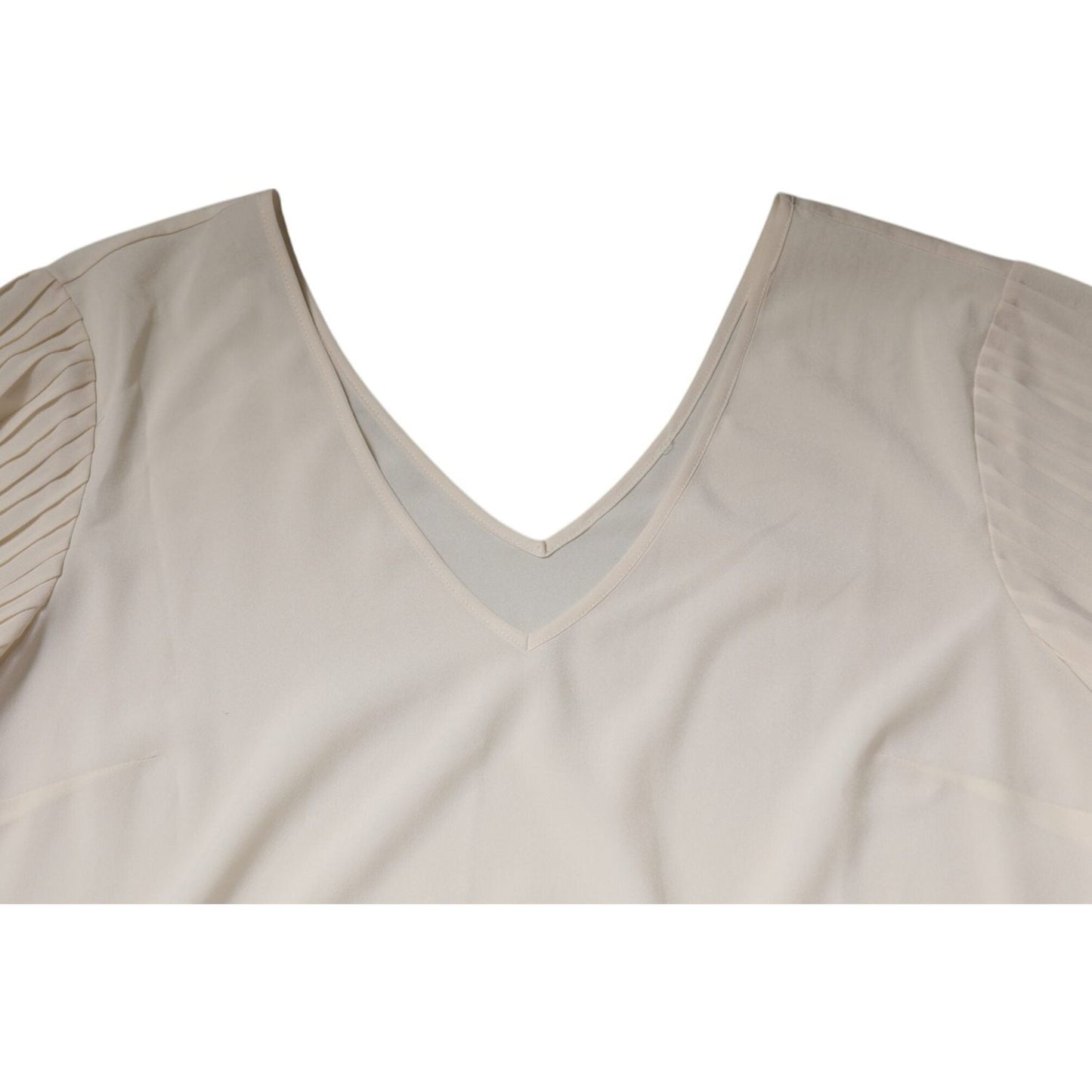 Peserico Off White Short Sleeves V-neck Shift Midi Dress