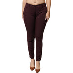 Aniye By Maroon Mid Waist Tapered Skinny Dress Pants