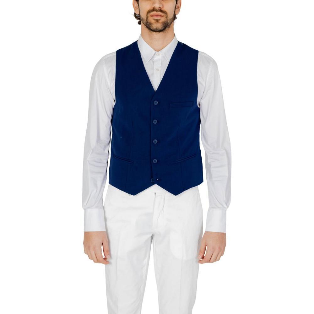Only & Sons Blue Polyester Waistcoat