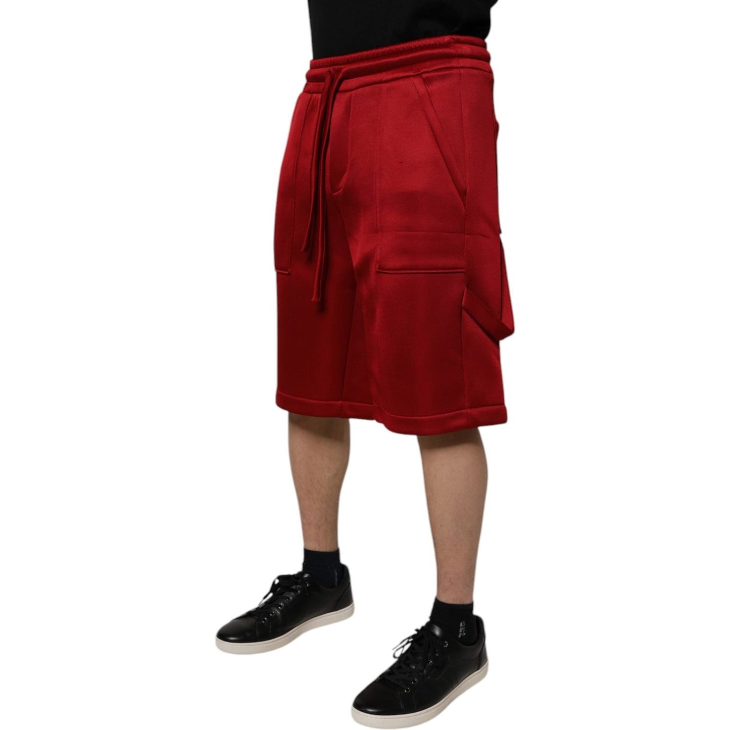 Dolce & Gabbana Maroon Viscose Nylon Mid Waist Bermuda Shorts
