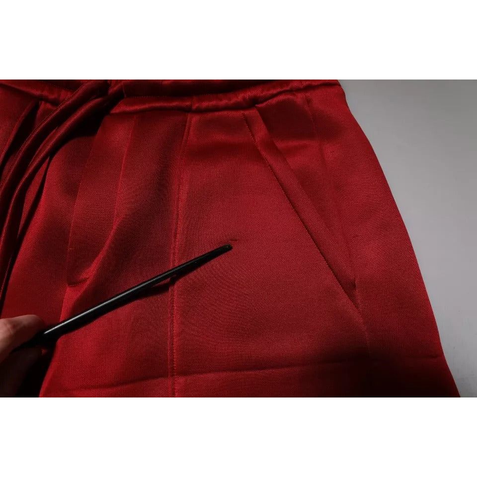 Dolce & Gabbana Maroon Viscose Nylon Mid Waist Bermuda Shorts