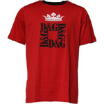 Dolce & Gabbana Red Logo Crown Cotton Crew Neck T-shirt
