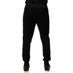 Dolce & Gabbana Black Leopard Cotton Jogger Sweatpants Pants