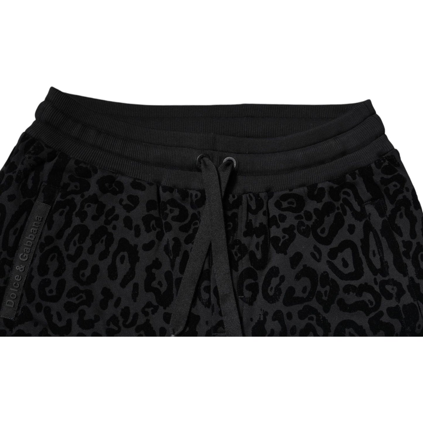 Dolce & Gabbana Black Leopard Cotton Jogger Sweatpants Pants
