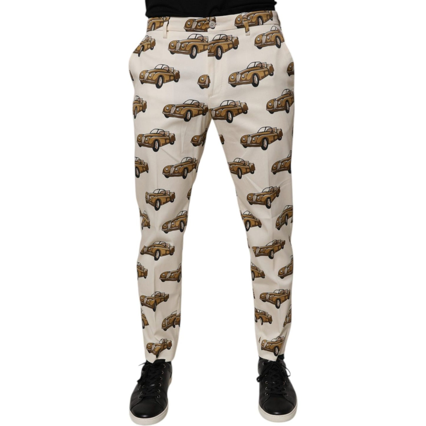 Dolce & Gabbana Off White Cars Cotton Skinny Men Denim Jeans