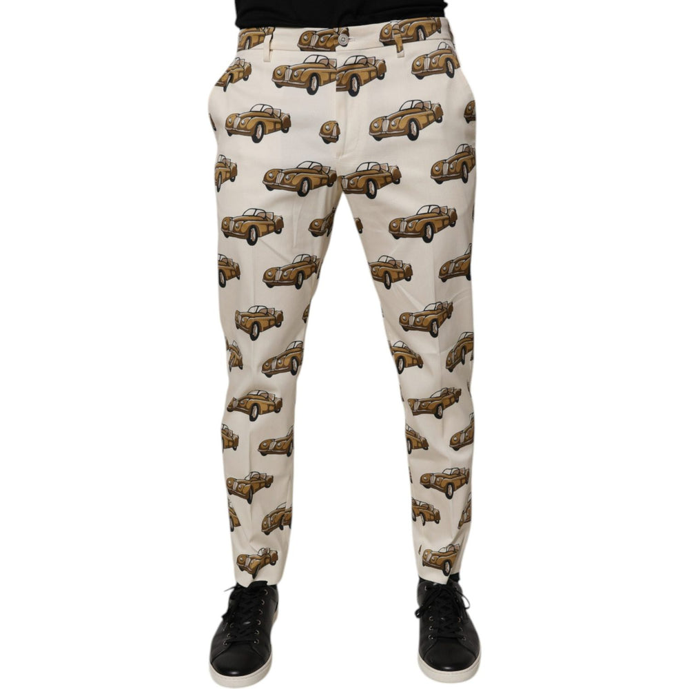 Dolce & Gabbana Off White Cars Cotton Skinny Men Denim Jeans