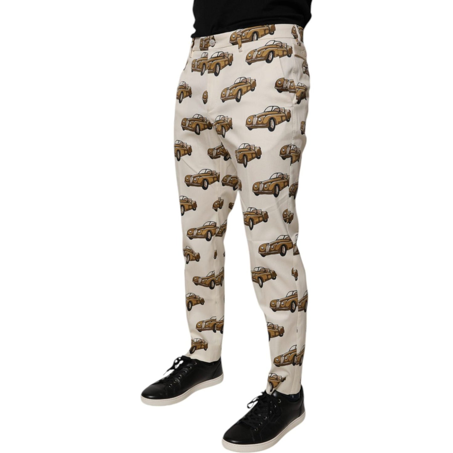 Dolce & Gabbana Off White Cars Cotton Skinny Men Denim Jeans