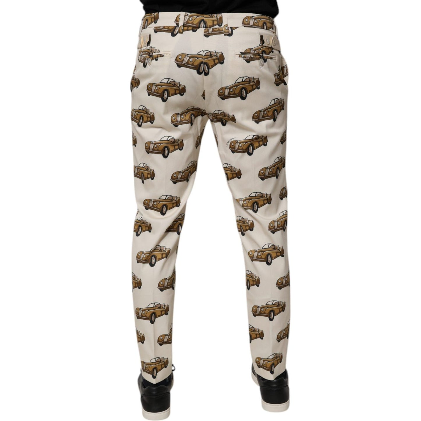 Dolce & Gabbana Off White Cars Cotton Skinny Men Denim Jeans