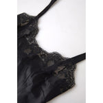 Dolce & Gabbana Black Lace Silk Sleepwear Camisole Top Underwear BIK1717-3
