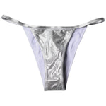 Dolce & Gabbana Silver Polyester Beachwear Bikini Bottom Swimwear