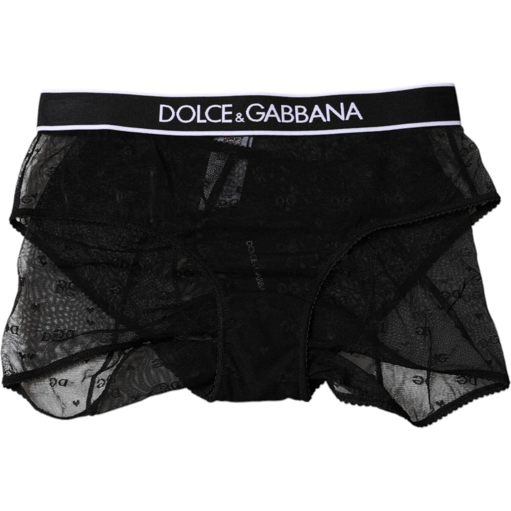 Dolce & Gabbana Black Tulle Nylon Mid Waist Panty Underwear