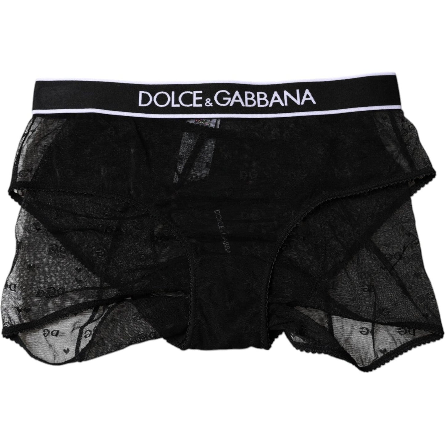 Dolce & Gabbana Black Tulle Nylon Mid Waist Panty Underwear