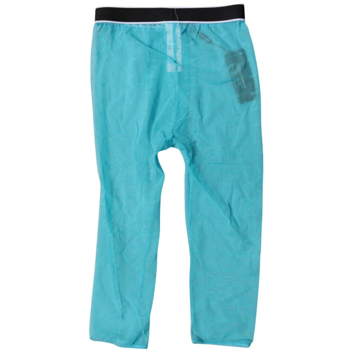 Dolce & Gabbana Light Blue DG Logo Nylon Cropped Tights Underwear