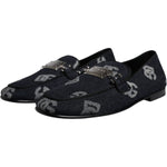 Dolce & Gabbana Black Logo Cotton Loafers Formal Dress Shoes