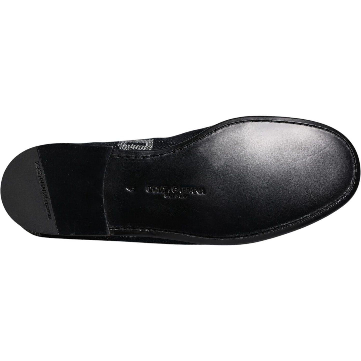 Dolce & Gabbana Black Logo Cotton Loafers Formal Dress Shoes