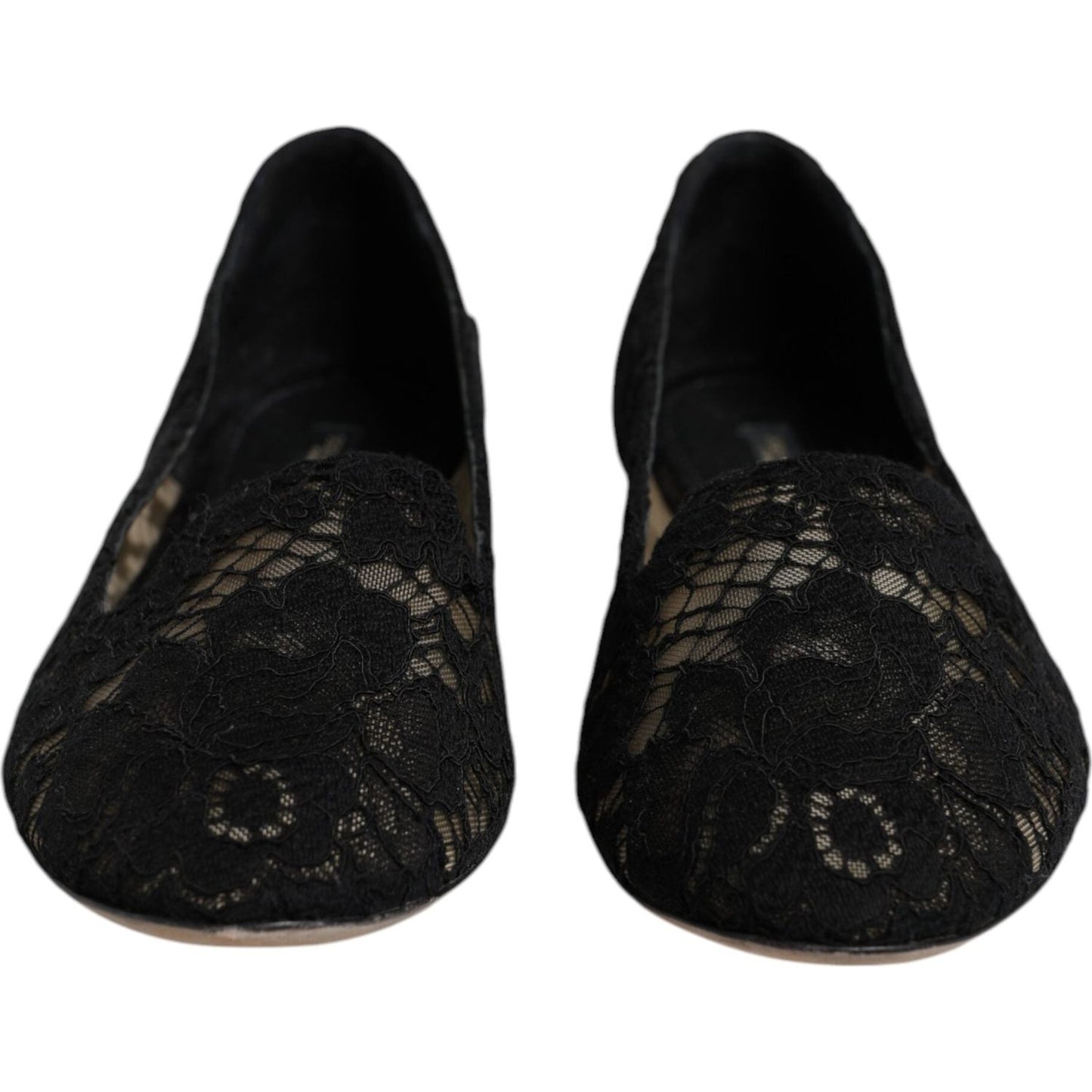 Dolce & Gabbana Black Taormina Lace Slip On Flats Shoes
