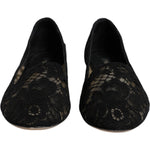 Dolce & Gabbana Black Taormina Lace Slip On Flats Shoes