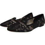 Dolce & Gabbana Black Taormina Lace Slip On Flats Shoes