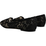Dolce & Gabbana Black Taormina Lace Slip On Flats Shoes