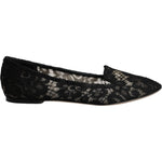 Dolce & Gabbana Black Taormina Lace Slip On Flats Shoes