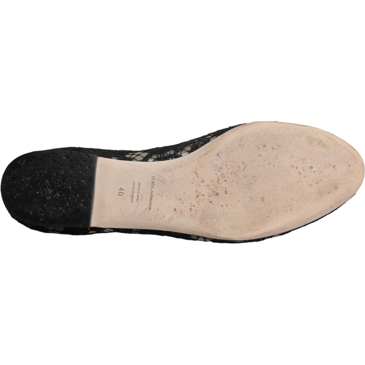 Dolce & Gabbana Black Taormina Lace Slip On Flats Shoes