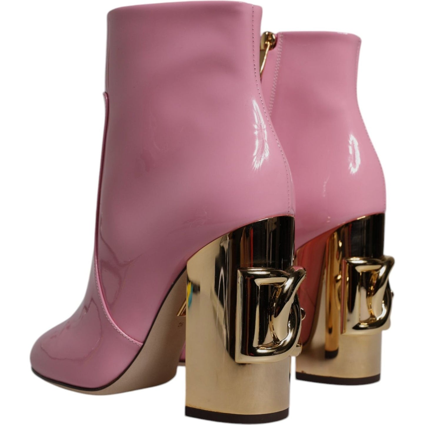 Dolce & Gabbana Pink Patent Leather Heel Mid Calf Boots Shoes LA12507-36