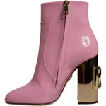 Dolce & Gabbana Pink Patent Leather Heel Mid Calf Boots Shoes LA12507-36