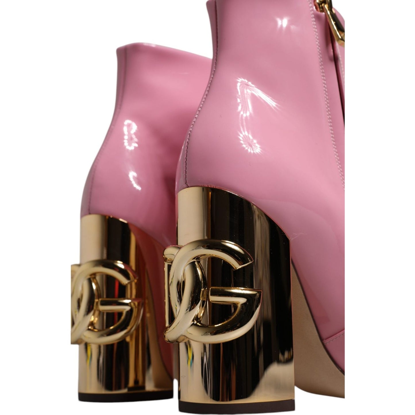 Dolce & Gabbana Pink Patent Leather Heel Mid Calf Boots Shoes LA12507-36