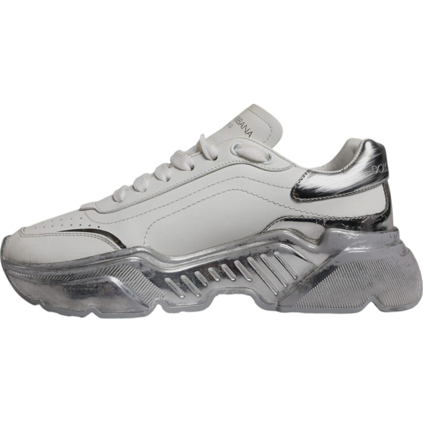 Dolce & Gabbana White Silver Daymaster Low Top Sneaker Shoes