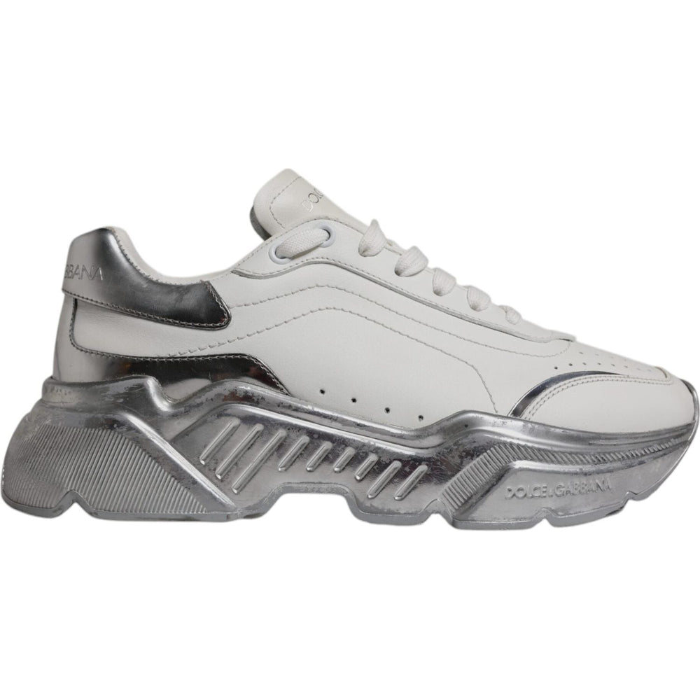 Dolce & Gabbana White Silver Daymaster Low Top Sneaker Shoes