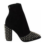 Philipp Plein Black Suede Studded Heels Ankle Boots Shoes