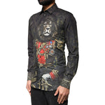 Dolce & Gabbana Black Royal Pet Portrait GOLD Dress Shirt