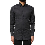Dolce & Gabbana Black GOLD Patterned Cotton Men Dress Shirt
