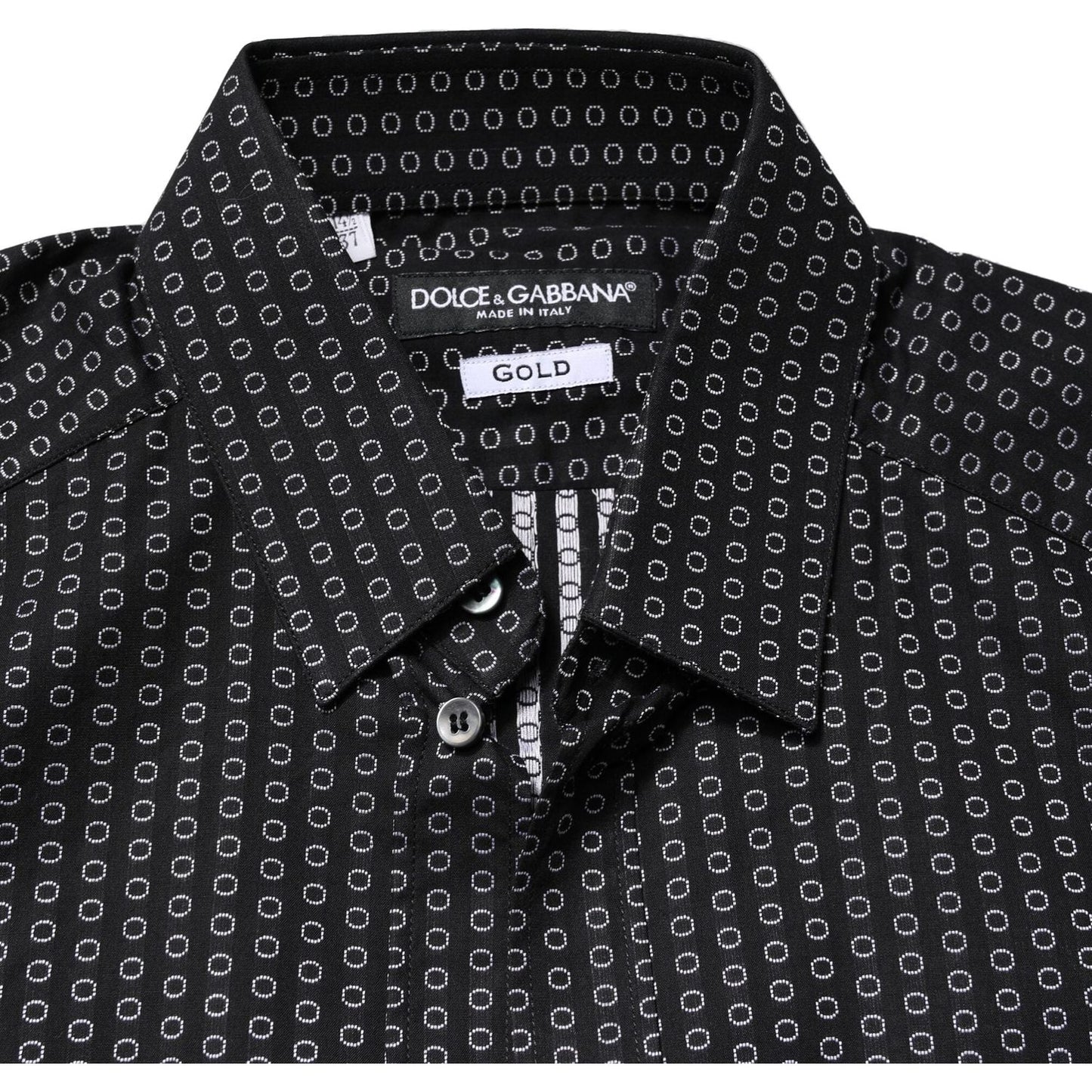 Dolce & Gabbana Black GOLD Patterned Cotton Men Dress Shirt