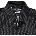 Dolce & Gabbana Black GOLD Patterned Cotton Men Dress Shirt