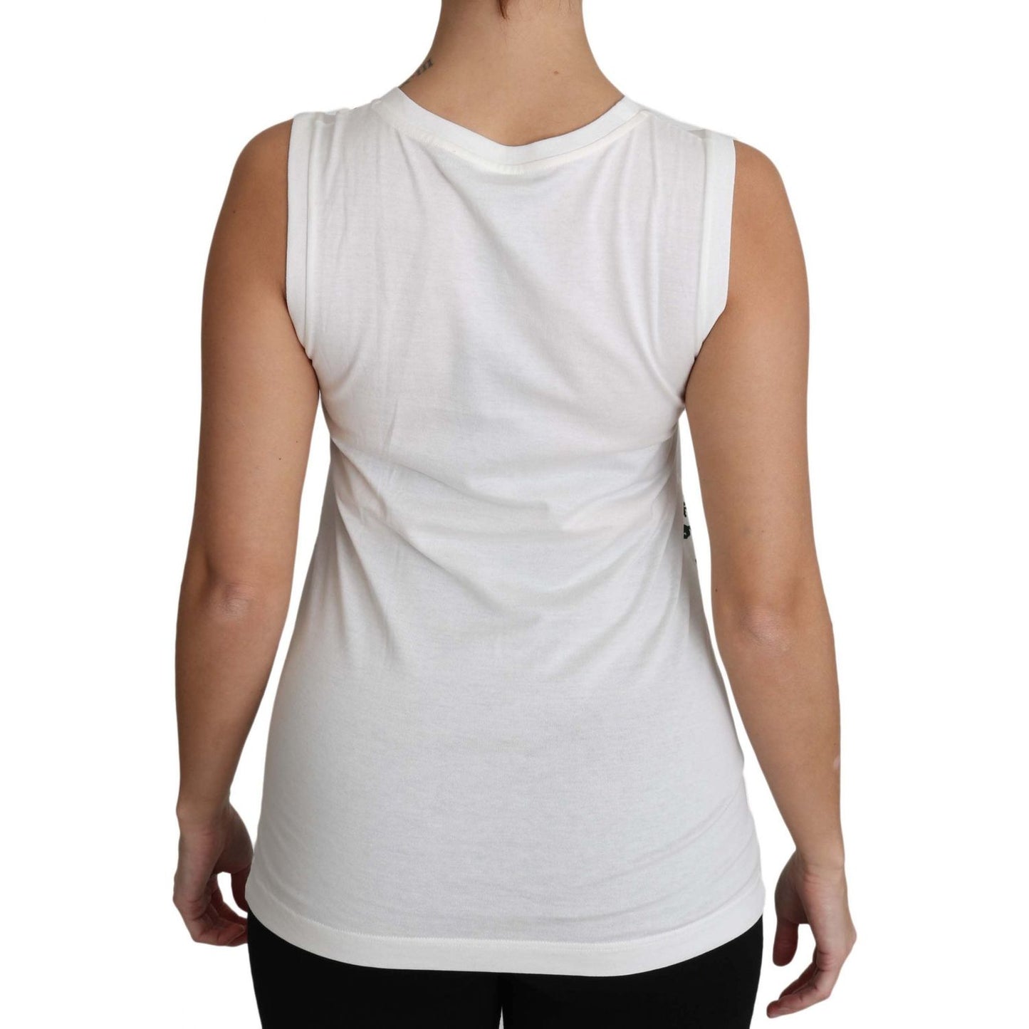 Dolce & Gabbana White Cotton #dgfamily Sleeveless Shirt Tank Top TSH3162-36