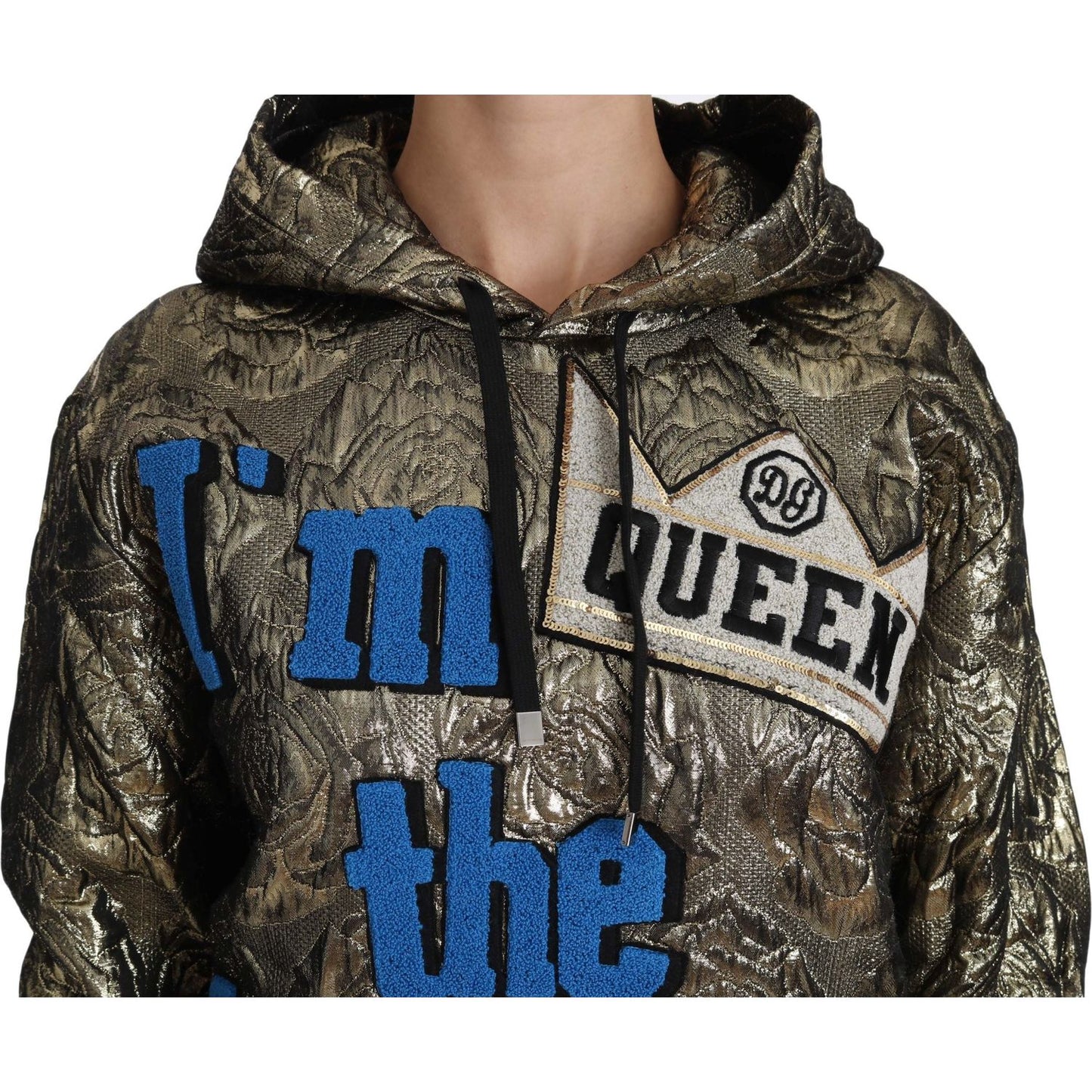 Dolce & Gabbana Im The Queen Jaquard Gold Sweatshirt Hoodie TSH3182-38