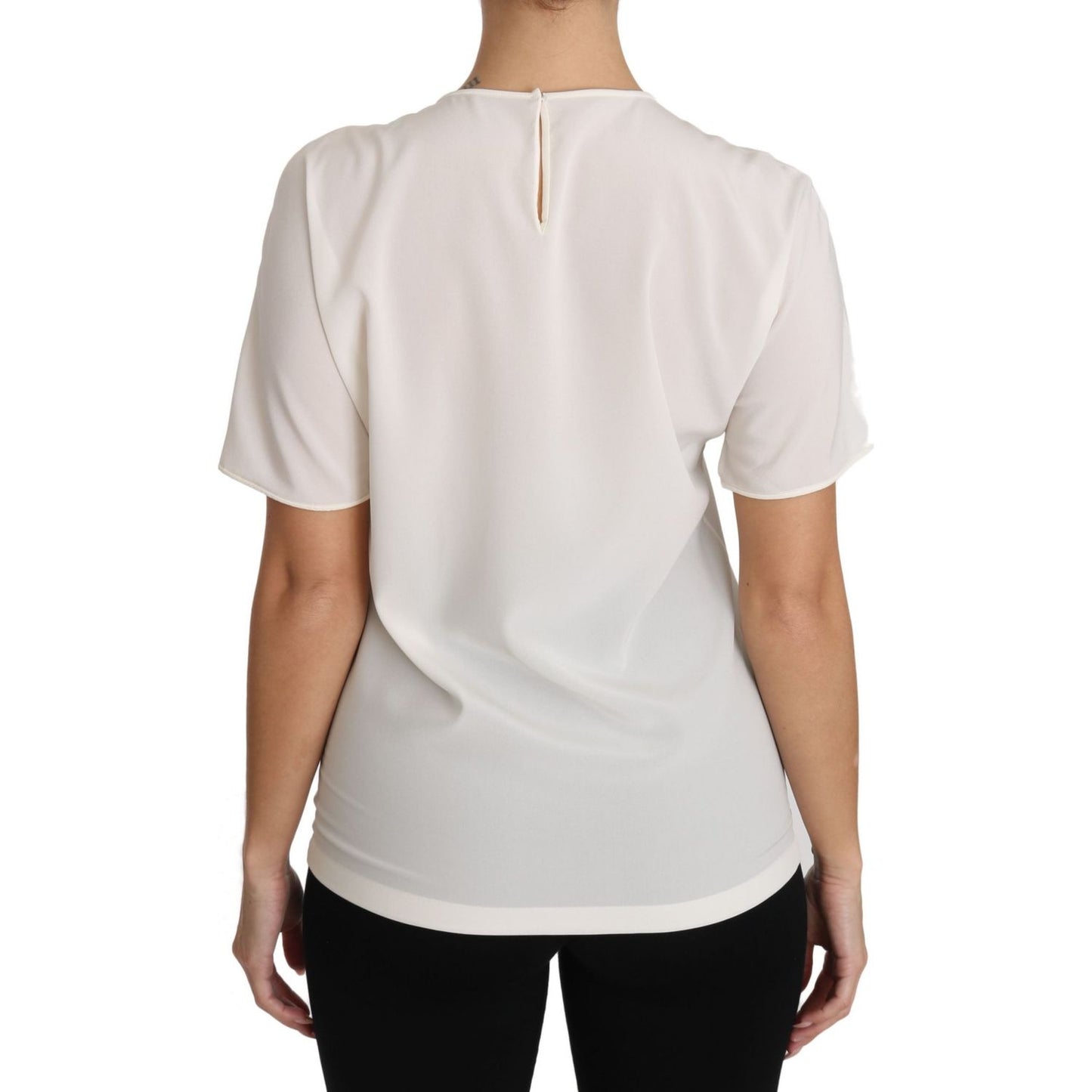Dolce & Gabbana White Silk Stretch #dgfamily T-shirt TSH3082-36