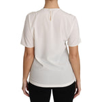 Dolce & Gabbana White Silk Stretch #dgfamily T-shirt TSH3082-36