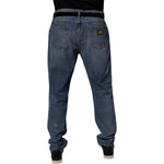 Dolce & Gabbana Blue Tattered Cotton Straight Denim Jeans