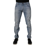 Dolce & Gabbana Blue Tattered Cotton Skinny Men Denim Jeans