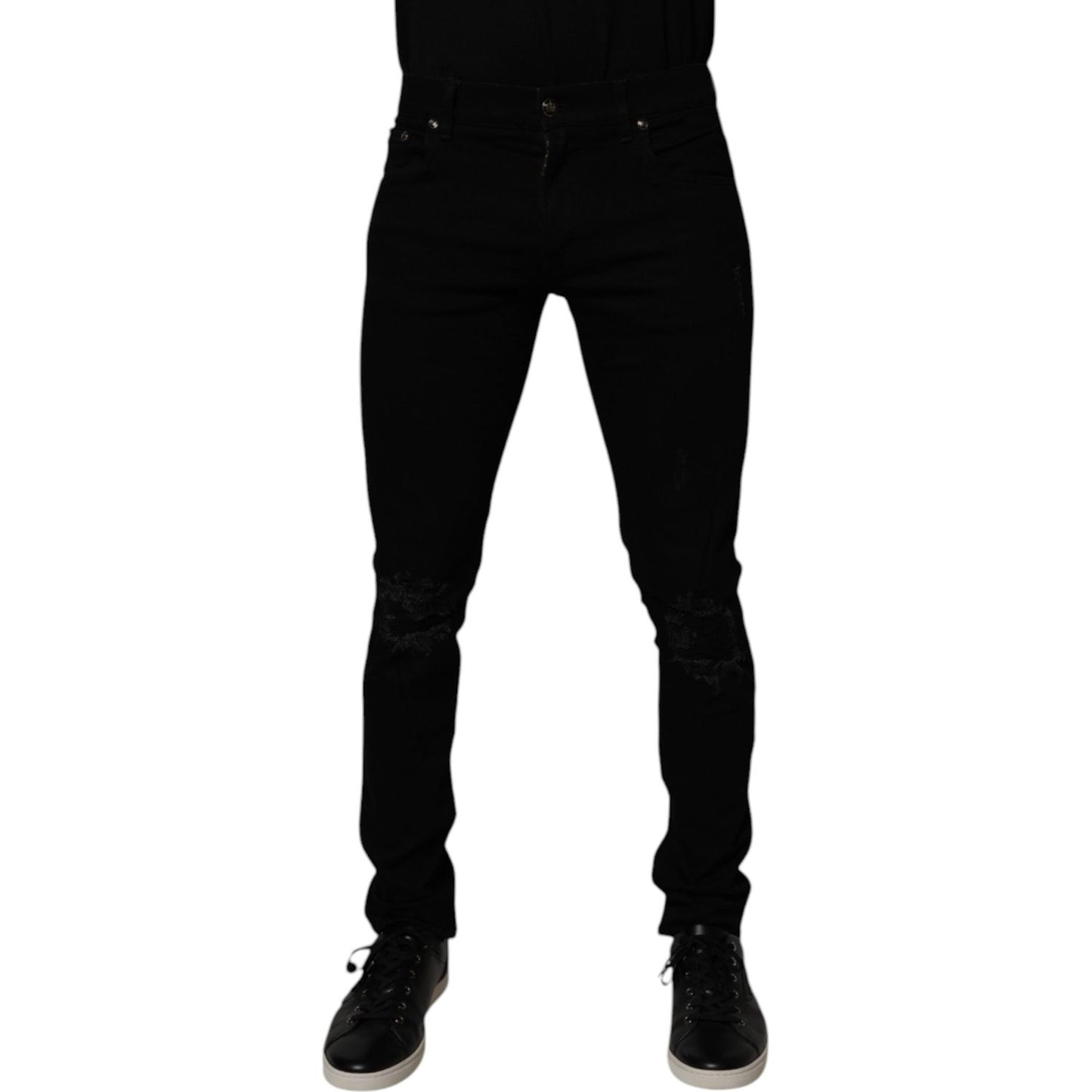 Dolce & Gabbana Black Cotton Stretch Skinny Men Denim Jeans