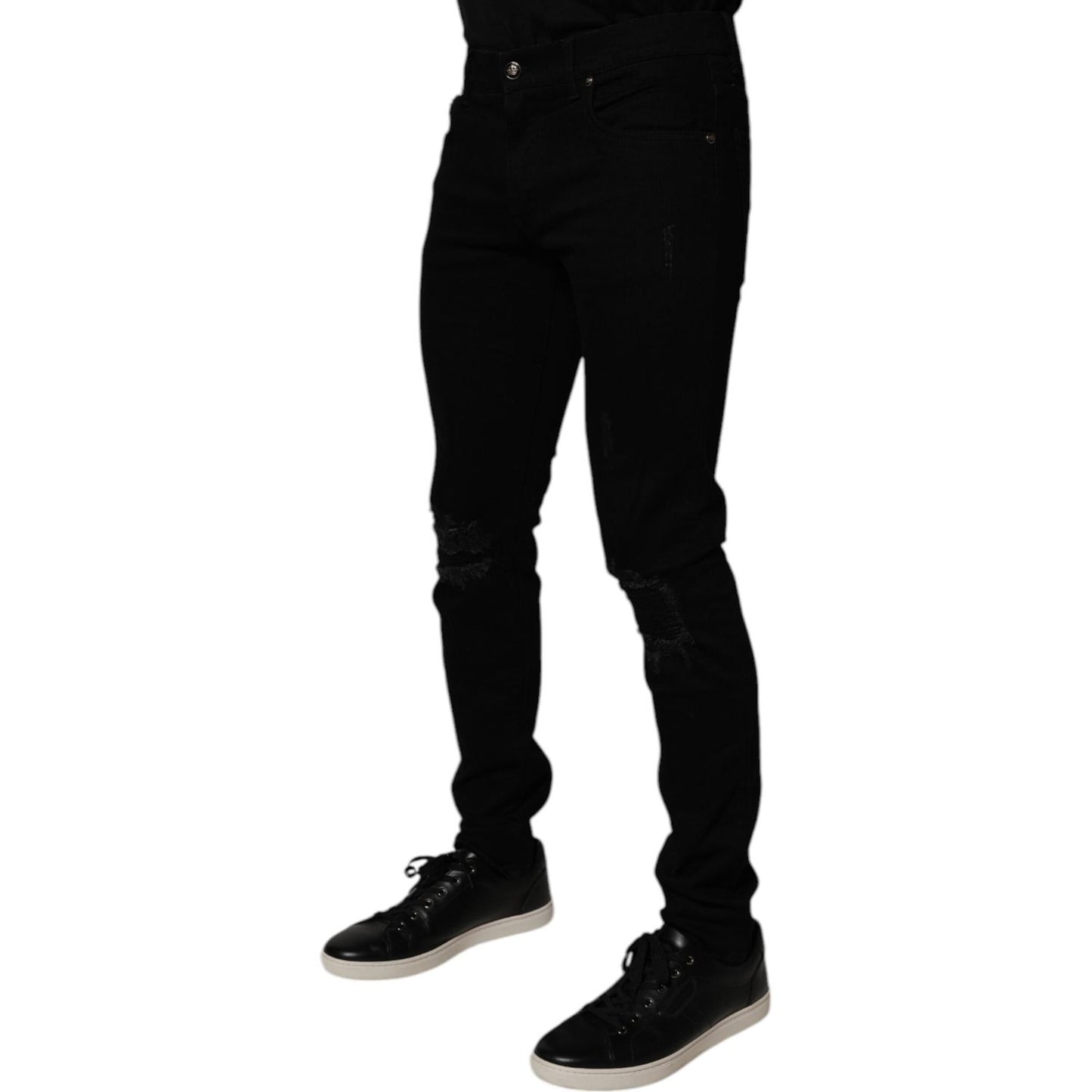Dolce & Gabbana Black Cotton Stretch Skinny Men Denim Jeans