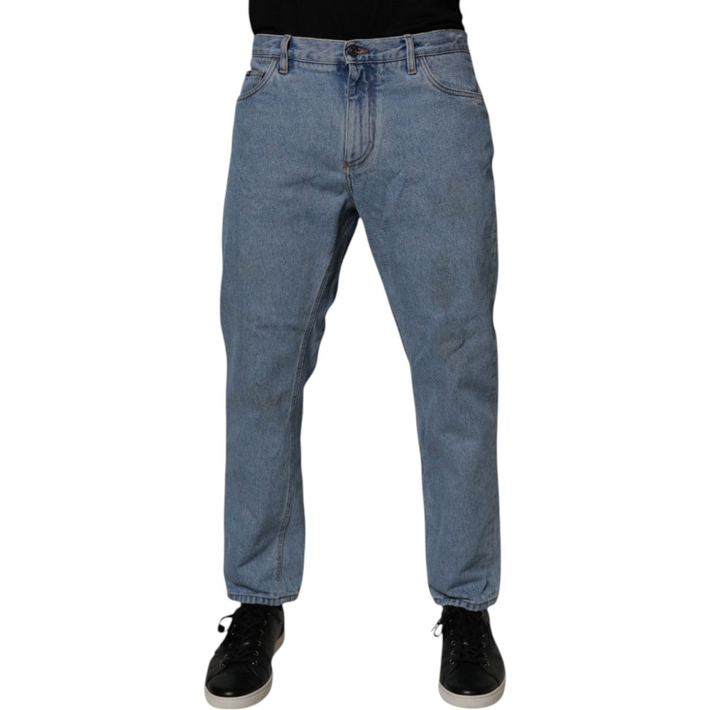 Dolce & Gabbana Blue Cotton Skinny Men Denim Mid Waist Jeans