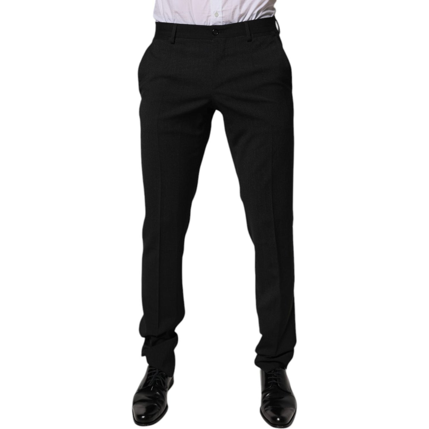 Dolce & Gabbana Black Polyester Tapered Formal Men Dress Pants