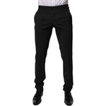 Dolce & Gabbana Black Polyester Tapered Formal Men Dress Pants