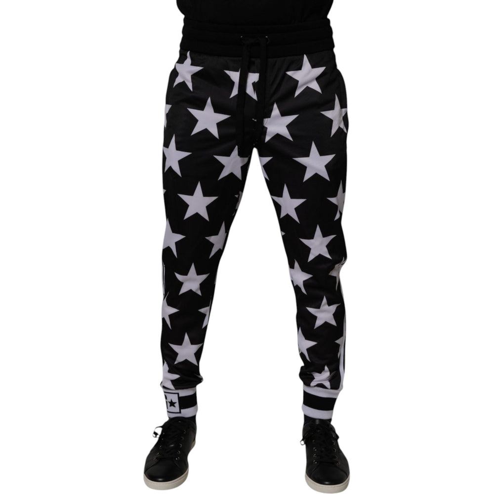 Dolce & Gabbana Black White Stars Jogger Men Sweatpants Pants