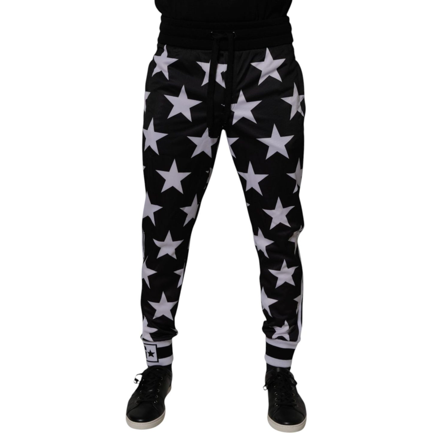 Dolce & Gabbana Black White Stars Jogger Men Sweatpants Pants