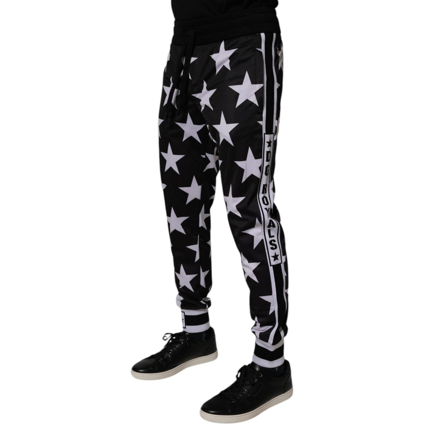 Dolce & Gabbana Black White Stars Jogger Men Sweatpants Pants