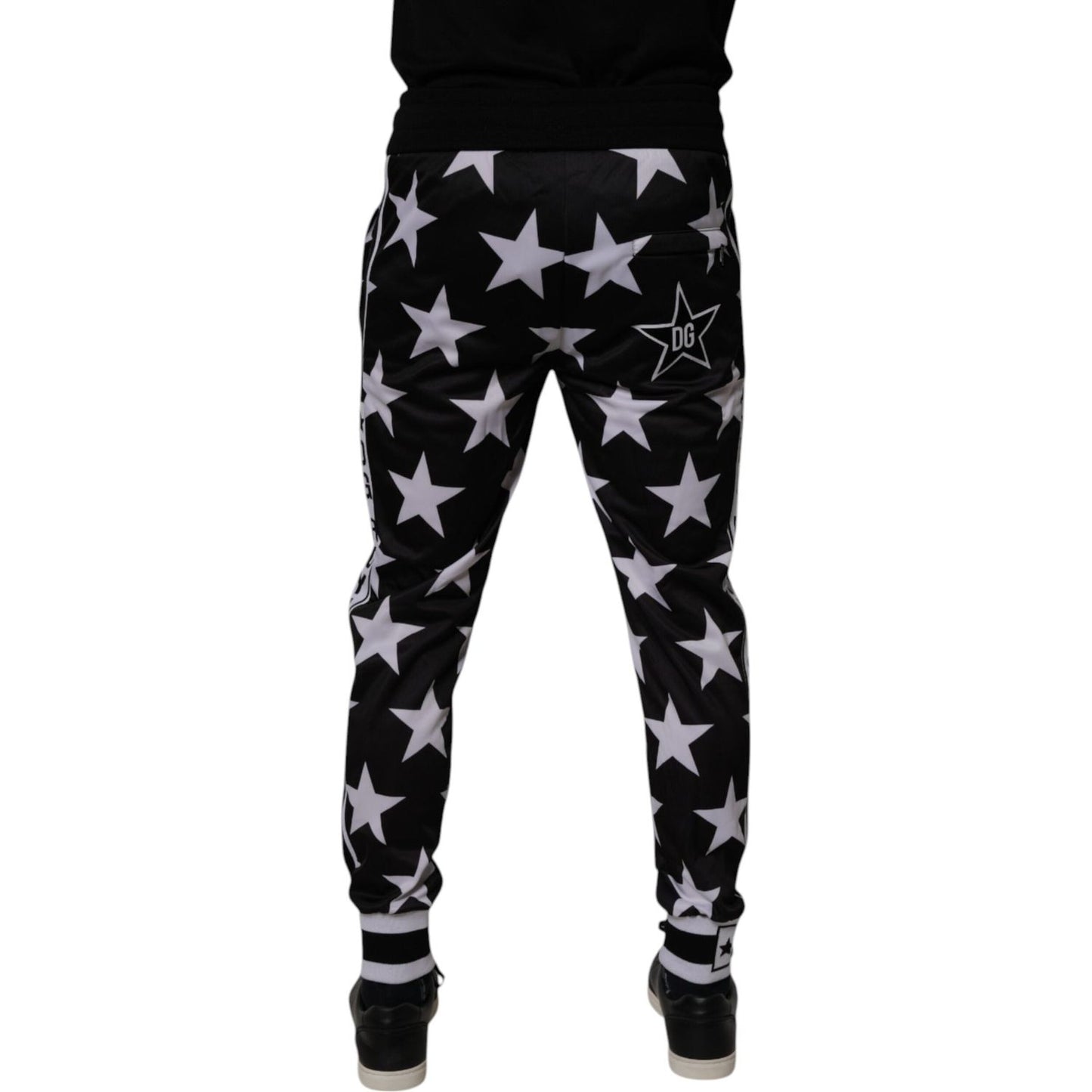 Dolce & Gabbana Black White Stars Jogger Men Sweatpants Pants
